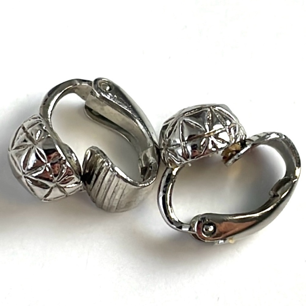 Vintage Clip On Silver Tone Earrings Star Design